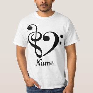 T-shirt Treble Clef Bass Clef Heart Music Lover Customisé