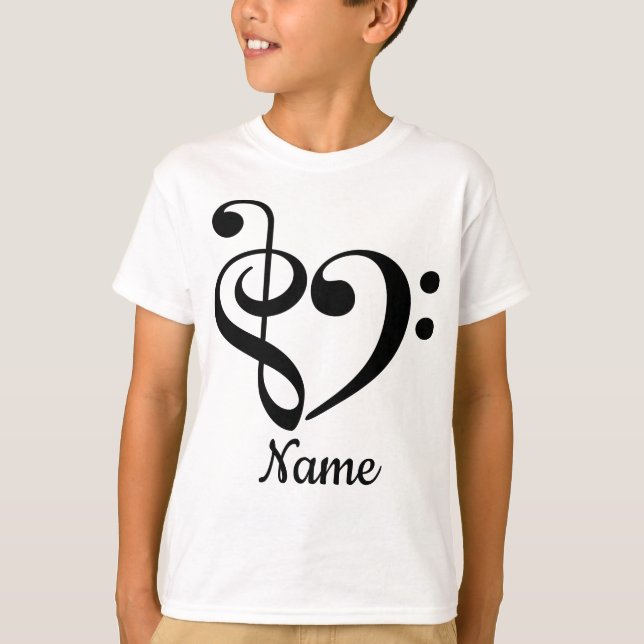 T-shirt Treble Clef Bass Clef Heart Music Lover Customisé (Devant)
