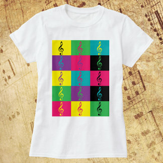 T-shirt Treble Clef Music Motif brillant coloré