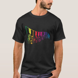 T-shirt Treble Clef Music Notes Cadeau Colorful Piano