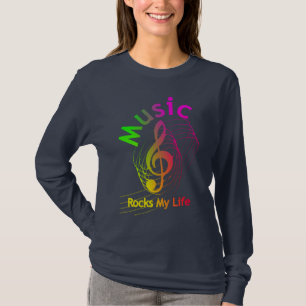 T-shirt Treble Clef Music Rocks My Life Graphisme coloré