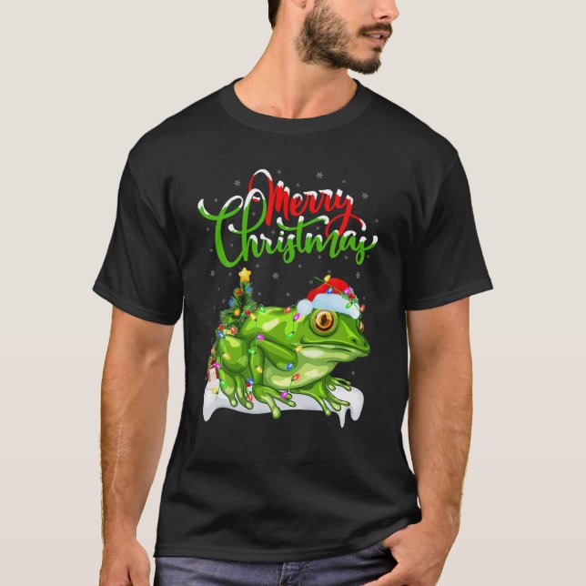 T-shirt Tree Frog Animal Lover Xmas Lighting Tree Frog Chr (Devant)
