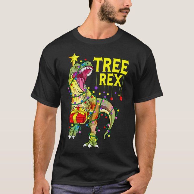 T-shirt Tree Rex! Drôle de paléontologue de Noël  (Devant)