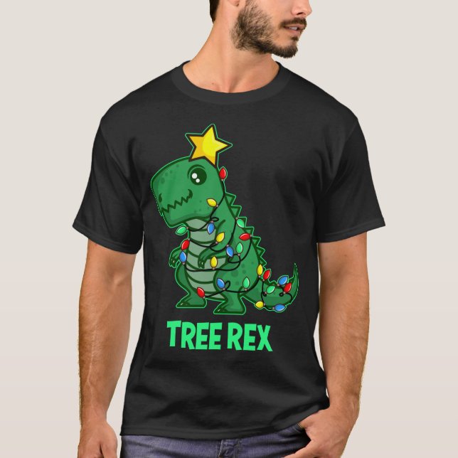 T-shirt Tree Rex Funny Mignonne Retro Christmas Dino (Devant)