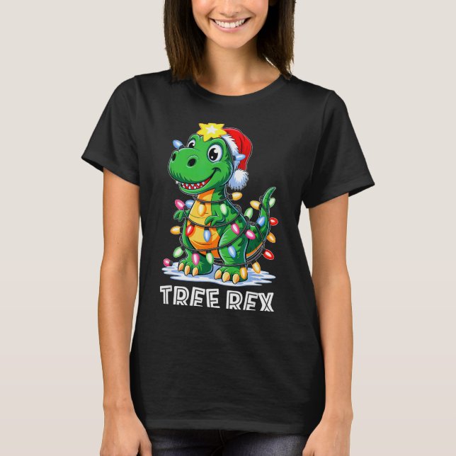T-shirt Tree Rex Funny Xmas T Rex Christmas Dinosaur Boys  (Devant)