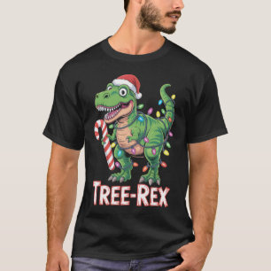 T-shirt Tree-Rex – T-Rex avec canne en sucre & lumières