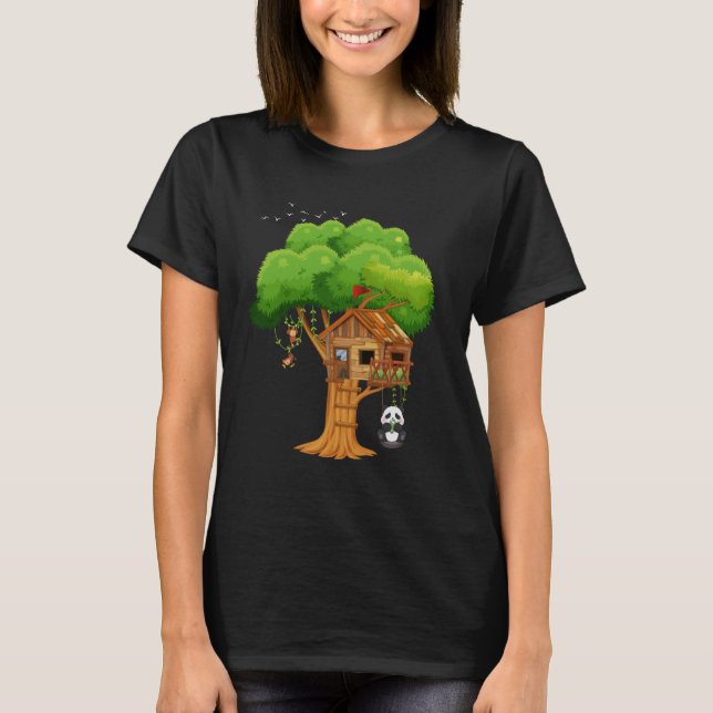 T-shirt Treehouse Cute Panda pour garçons et filles (Devant)