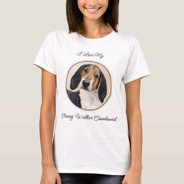 T-shirt Treeing Walker Coonhound Peinture - Art original (Devant)