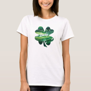 T-shirt Trèfle à quatre feuilles aquarelle chanceuse graph