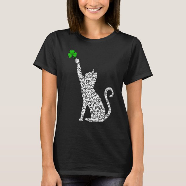 T-shirt Trèfle Chat Shamrock Fête de la Saint-Patrick Chat (Devant)