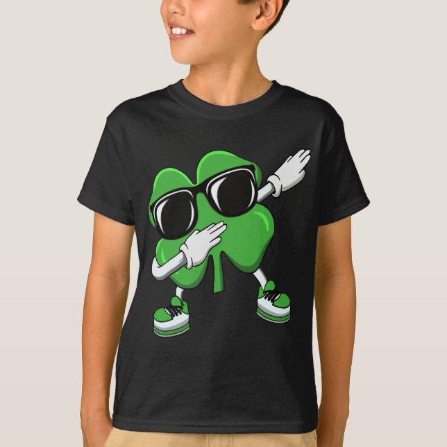 T-shirt Trèfle Dabbing Saint Patrick Drôle Garçons Filles (Devant)