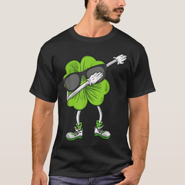 T-shirt Trèfle Dabbing Saint Patrick Drôle Garçons Irlanda (Devant)