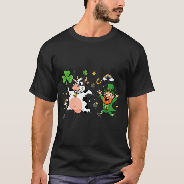 T-shirt Trèfle de vache amusant jour de la Saint-Patrick f (Devant)