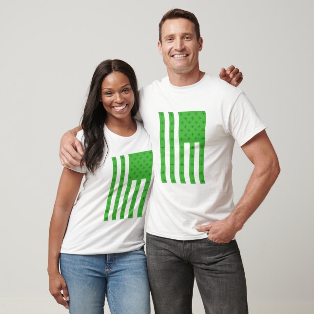 T-shirt Trèfle Drapeau Américain Carré St Patrick (Unisexe)
