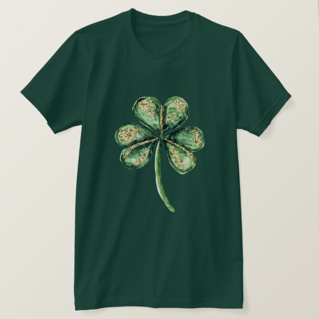 T-shirt Trèfle Glitz Or Vert   (Design devant)