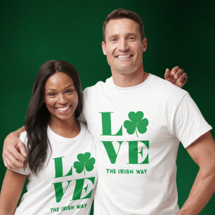 T-shirt Trèfle Shamrock Irlandais Personnalisé Vert Blanc