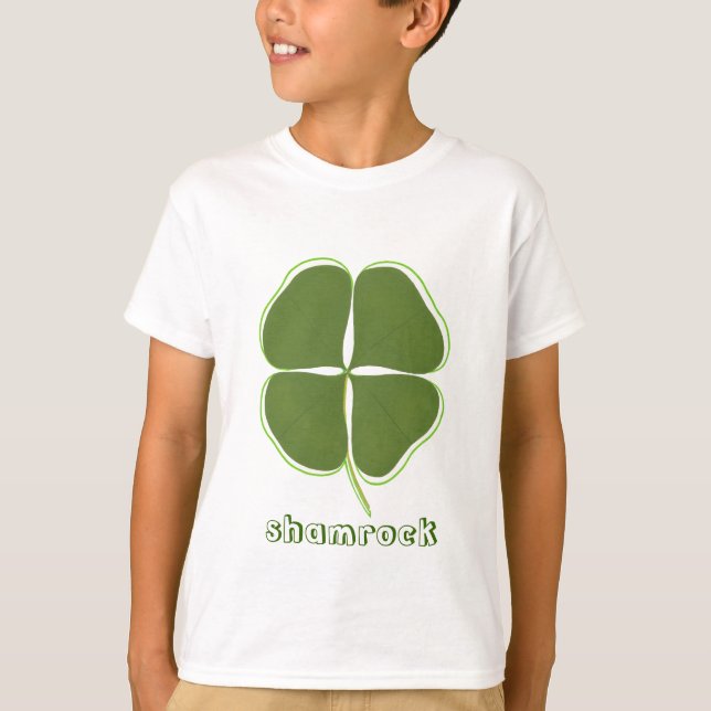 T-shirt Trèfle vert foncé avec contour, t shirts (Devant)