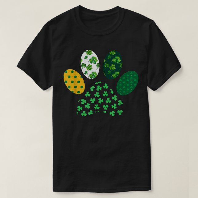 T-shirt Trèfles à pattes de chien mignon irlandais Jour de (Design devant)