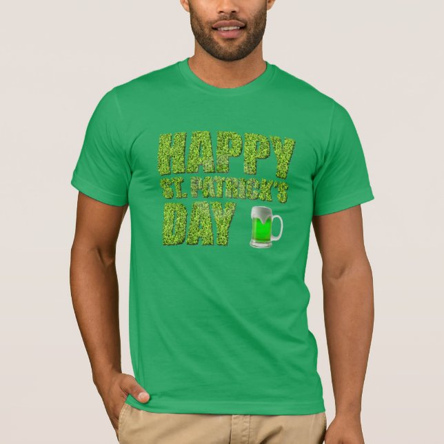 T-shirt Trèfles & Bière Verte Joyeuse St. Patrick (Devant)