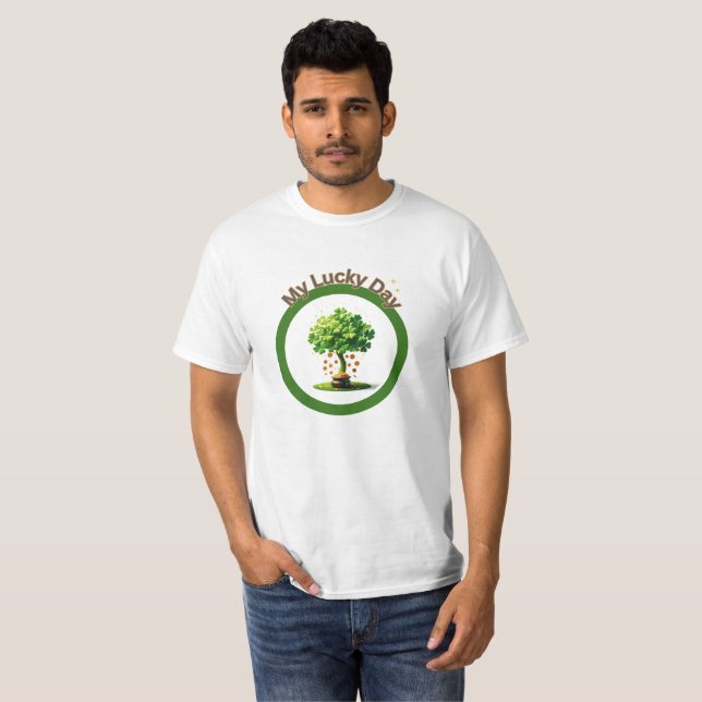 T-shirt  Trèfles Chanceux et Pièces d'Or (Devant entier)