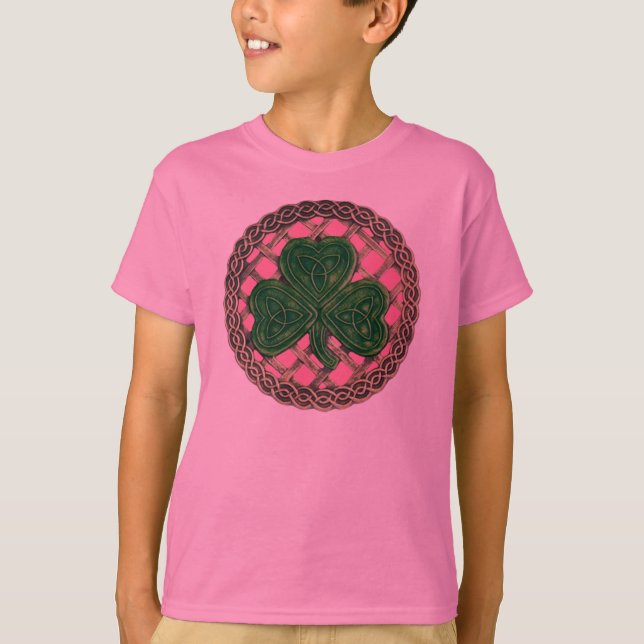 T-shirt treillis shamrock Et Noeuds Celtiques Sur Chemise  (Devant)