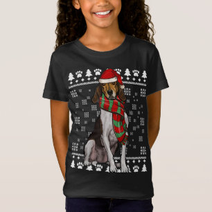 T-Shirt Trek Walker Coonhound Chien Santa Hat Xmas Vilain