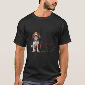 T-shirt Treking Walker Coonhound Chien Heartbeat Ekg Funny