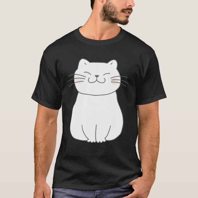 T-shirt Trending avant et arrière du bouton de chat (Devant)