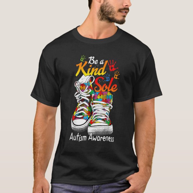 T-shirt Trendy Be A Kind Sole Puzzle Chaussures Autisme Pr (Devant)