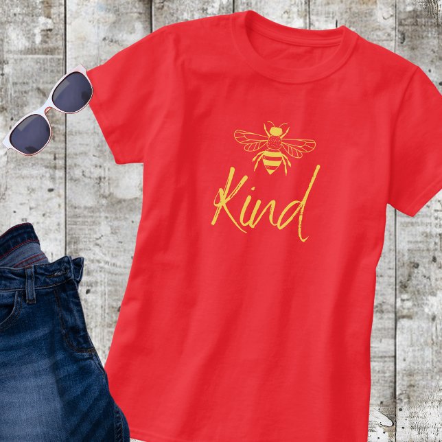 T-shirt Trendy "Bee Kind" Bumble Bee Yellow Text (Créateur téléchargé)