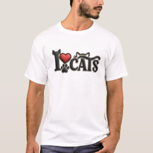 T-shirt Trendy Black I LOVE CATS Art à Porter