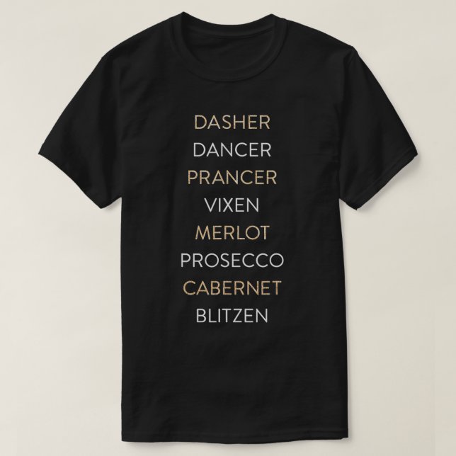T-shirt Trendy Christmas Reindeer & Wine Names  (Design devant)