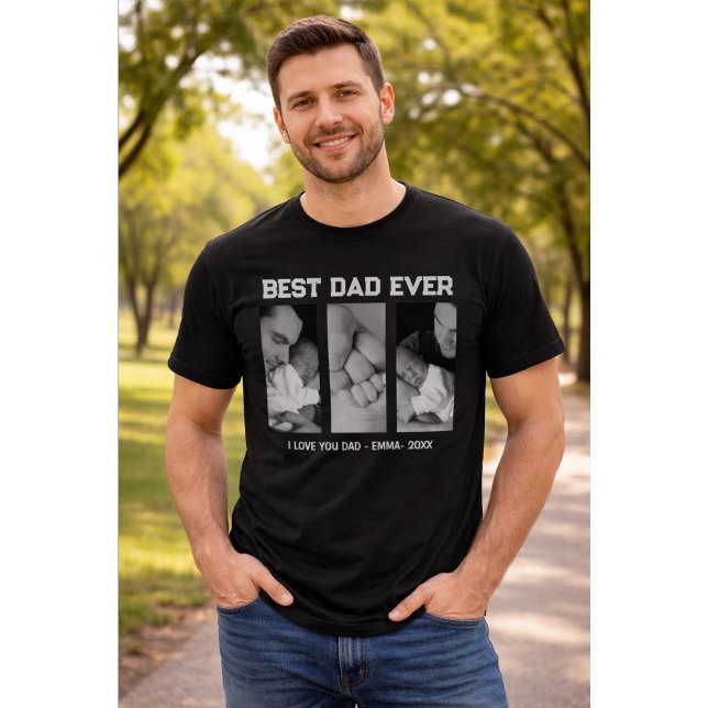 T-shirt Trendy Custom Best Dad Ever Photo Baby Name &Year  (Créateur téléchargé)