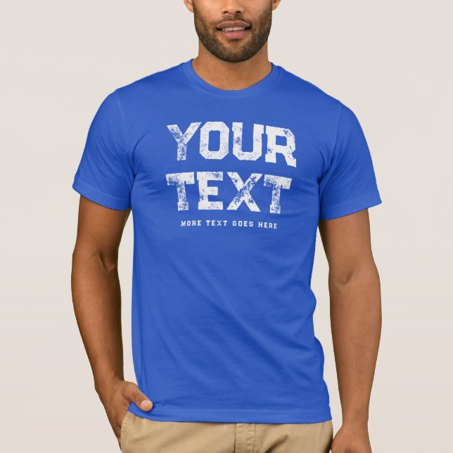 T-shirt Trendy Distressed Text Mens Moderne Royal Blue (Devant)