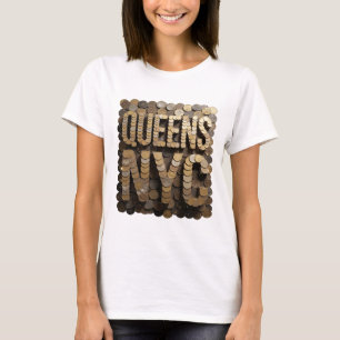 T-shirt Trendy Gold QUEENS NYC Design Déclaration