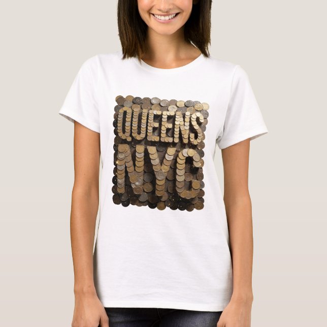 T-shirt Trendy Gold QUEENS NYC Design Déclaration (Devant)