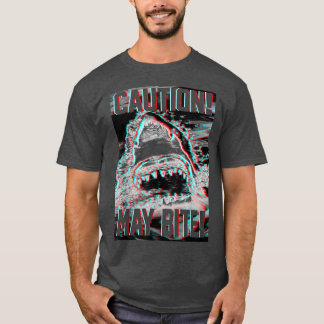 T-shirt Trendy Graphic Shark Attack Attention mai Bite