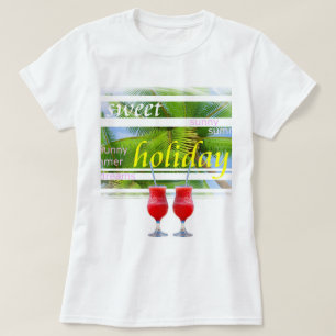T-shirt Trendy Holiday Palms Sky White Elegant Modèle