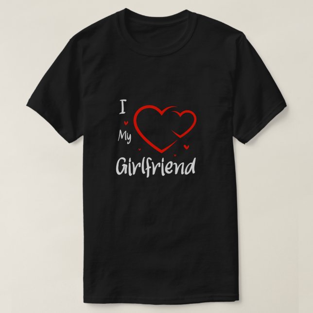 T-shirt Trendy I Love My Girlfriend Heart (Design devant)