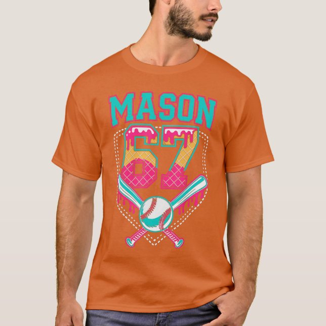 T-shirt Trendy Mason 67 Mem Ice Cream Drip Baseball Birthd (Devant)