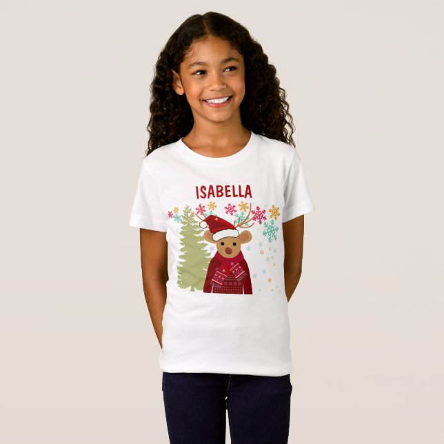 T-Shirt Trendy Matching Cute Red Nose Reindeer Christmas (Devant entier)