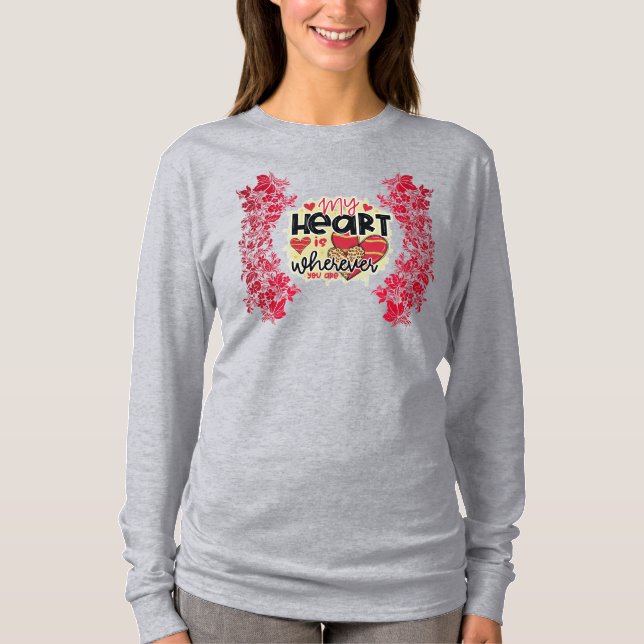 T-shirt Trendy My Heart Valentines Jour Long Manche (Devant)