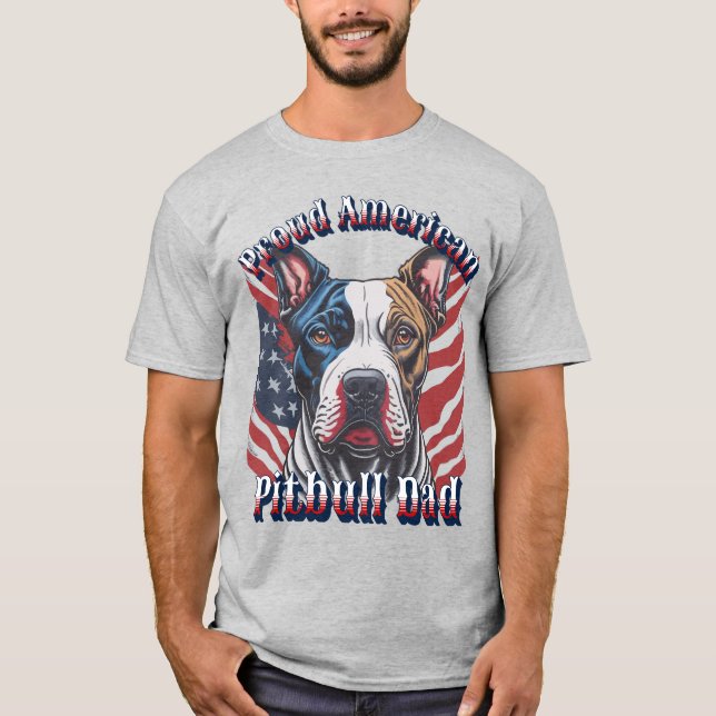 T-shirt Trendy Patriotic Fier papa américain Pitbull (Devant)