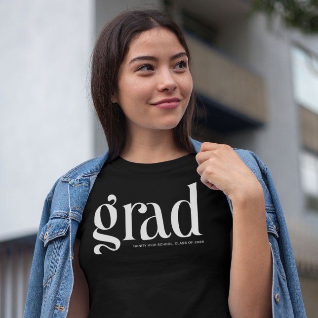 T-shirt Trendy Simple Grad noir & blanc Graduation (Créateur téléchargé)