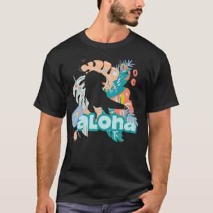 T-shirt Trendy Tropical thème Cute ALOHA DINOSAUR Hawaiian