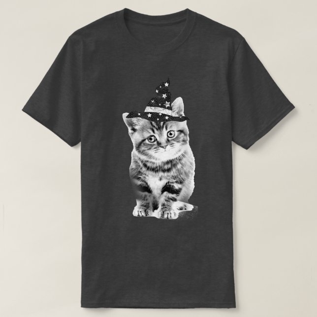 T-shirt Trendy Witch Kitten Halloween Animals (Design devant)