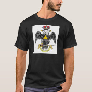 T-shirt trente-troisième Noir écossais Eagle de rite de