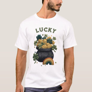 T-shirt Trépied de la Saint-Patrick Arc-en-ciel Trèfle Pot