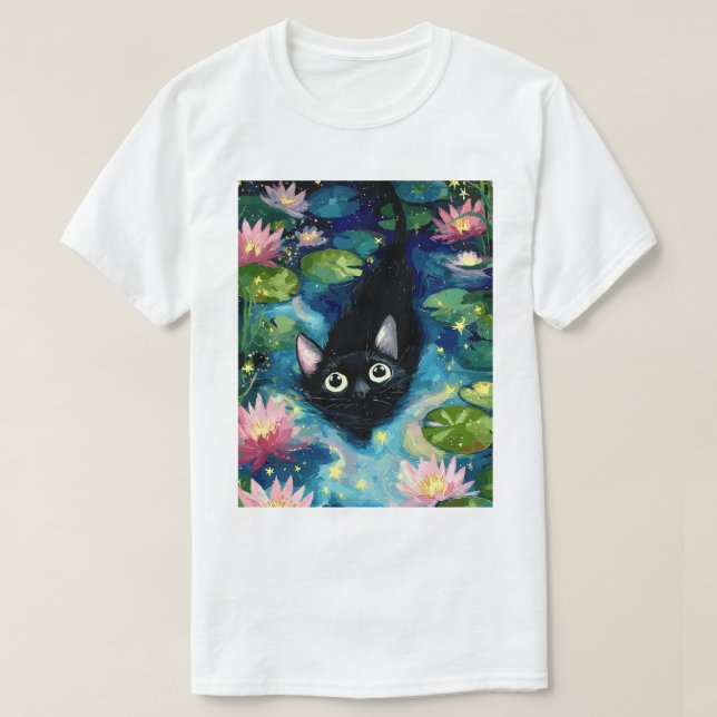 T-shirt Très mignon chat noir  (Design devant)