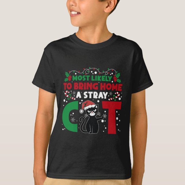 T-shirt Très Probable D'Apporter À La Maison Un Chat Étran (Devant)